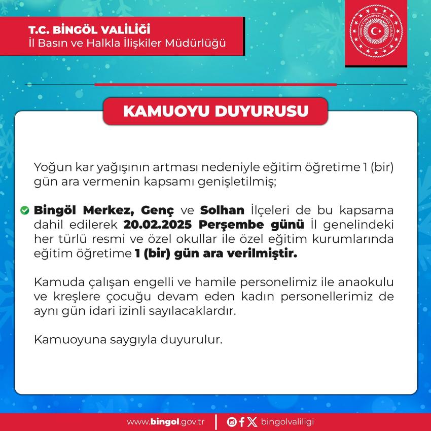 Şehir Geneli 1 Gün Eğitime Kar Molası